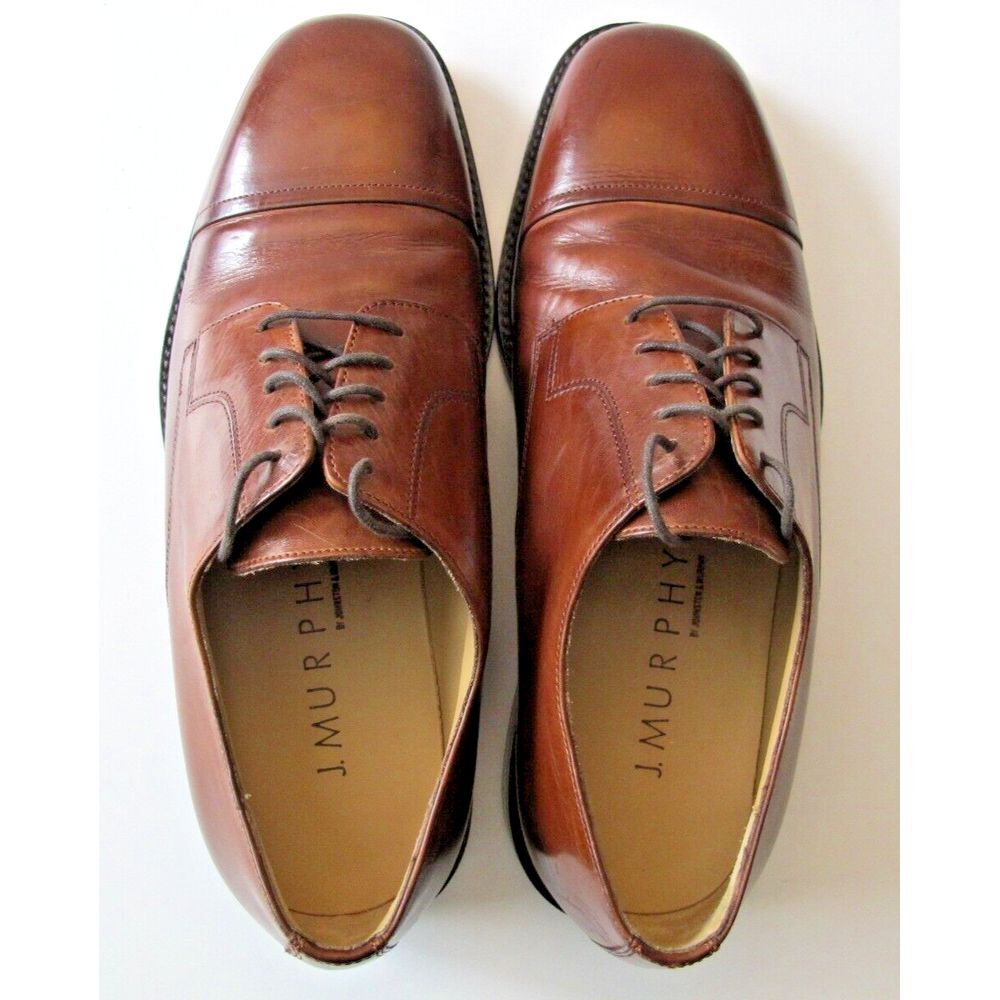 Men's Size 8.5M J. Murphy by Johnston & Murphy Novick Brown Cap Toe Dress Shoes - Picture 6 of 8
